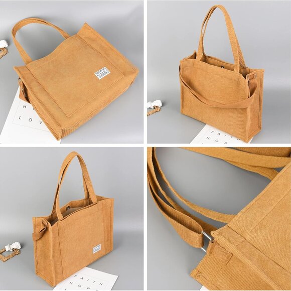 Tote Bag for Women Corduroy Crossbody Tote Bag Purse Women Travel Shoulder Bags - Picture 4 of 9